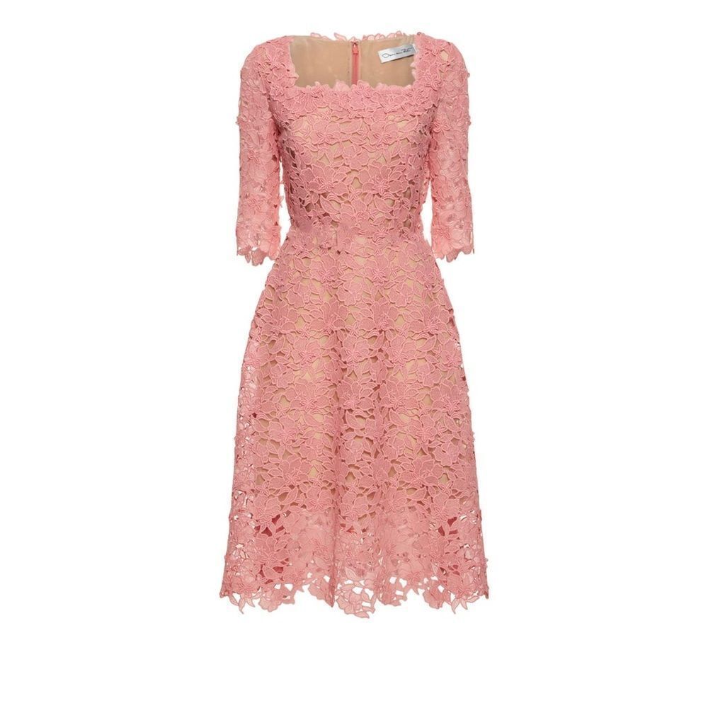 Oscar De La Renta Floral Guipure Lace Midi Dress size 6